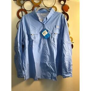 Columbia Shadowcaster women’s plus 2x blue PFG SPF long sleeve button up shirt
